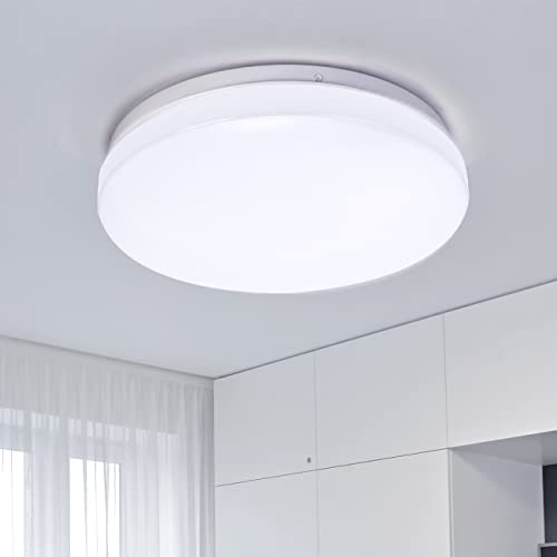 LED Deckenleuchte 4500K/1500LM, 18W Weißlicht Badezimmerlampe für Badezimmer Schlafzimmer Flur Küche WohnzimmerBalkon,Ø 28cm,IP44 Wasserfest