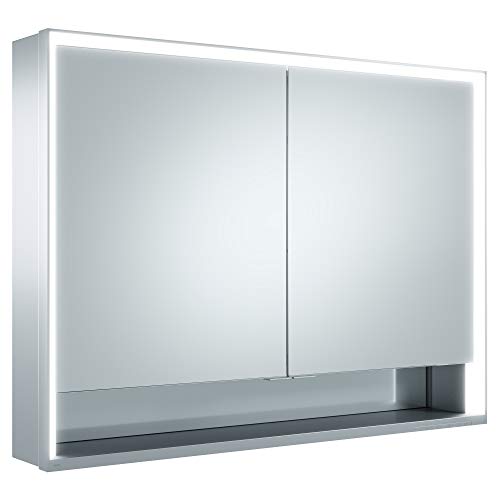 KEUCO Spiegel-Schrank mit Variabler LED-Beleuchtung, Badezimmer-Spiegelschrank, mit Aluminium-Korpus, mit 2 Türen, 100x73,5x16,5 cm Royal Lumos