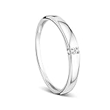 OROVI Damen-Ring Memoire Hochzeitsring Weißgold 9 Karat (375) Diamant 0.02 carat Verlobungsring Diamantring
