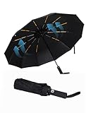 Giyaluzw Regenschirm Sturmfest Taschenschirm Automatik mit 12 Doppelrippen, Umbrella Windproof, FaltbarDoppler Regenschirm Schwarz für Damen und Herren