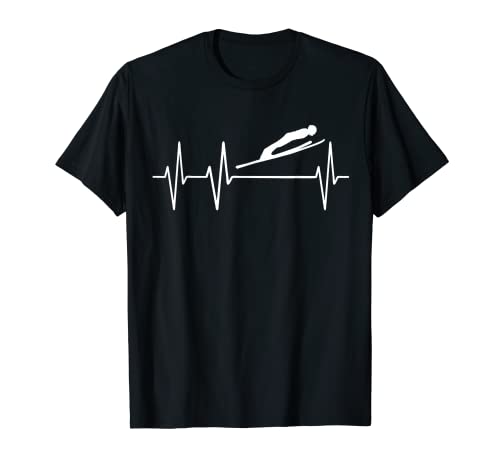 Skispringen Skispringer Heartbeat Herzschlag Outfit T-Shirt