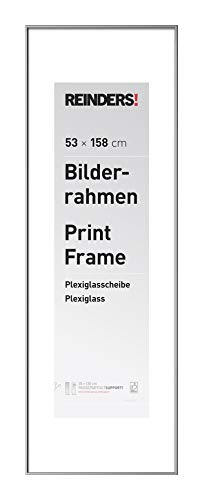 Bilderrahmen Bilderrahmen Poster Silber Kuststoff jumbo 53x158cm - Bilderrahmen Kunststoff 54.5 x 159.5 cm Silber Wohnzimmer Kunst