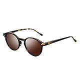 ZENOTTIC Sonnenbrille Polarisiert Rund Retro Klassisch UV 400 Schutz Vintage Rahmen für Herren Damen (MATT SCHILDKRÖTE + BRAUN)