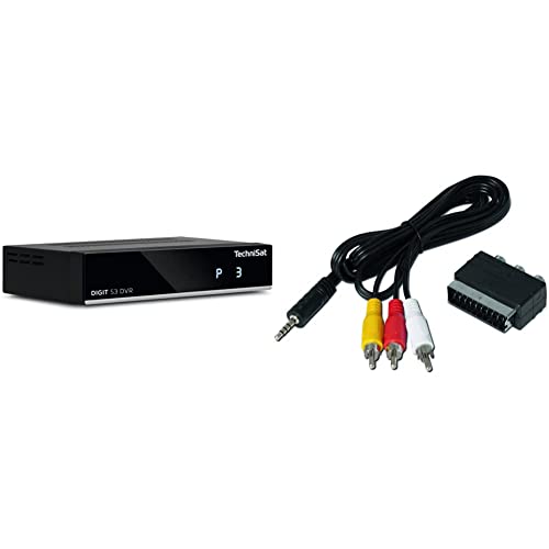 TechniSat Digit S3 DVR - hochwertiger digital HD Sat Receiver schwarz & Klinken-Cinch/SCART Adapterset für TechniSat Receiver (passend zu TECHNISTAR S5, TECHNISTAR S6, DIGIPAL T2 DVR) schwarz