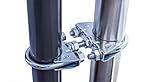 STORM-PROOF - Sonnenschirmhalter für runde Geländer, Schirmstockdurchmesser von 32mm bis 38mm, stabile 2-Punkt-Befestigung komplett aus Stahl