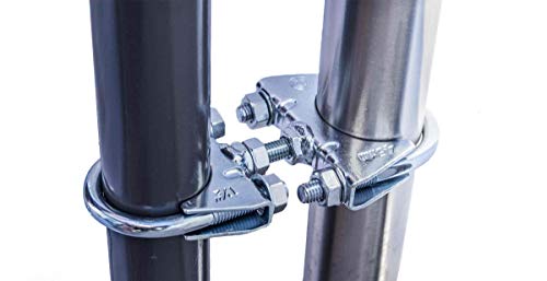 STORM-PROOF Sonnenschirmhalter für runde Geländer - Zwei-Punkt-Befestigung aus Stahl (Schirmstock Durchmesser ab 38mm bis 45mm)