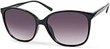 styleBREAKER Damen Sonnenbrille Oversize mit ovalen Polycarbonat Gläsern und Kunststoff Gestell, Retro Style 09020092, Farbe:Gestell Schwarz/Glas Grau Verlauf