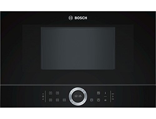 Bosch BFR634GB1 Serie 8 Einbau-Mikrowelle, 38 x 60 cm, 900 W, Türanschlag Rechts, AutoPilot 7 7 Automatikprogramme, Reinigungsunterstützung, TFT-Touchdisplay, LED-Beleuchtung gleichmäßige Ausleuchtung