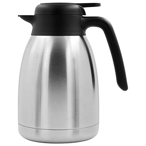 TRINKBASIS Isolierkanne 1,5 L – Thermoskanne aus doppelwandigem Edelstahl ideal als Kaffeekanne oder Teekanne für bis zu 10 Tassen Kaffee oder Tee hält 8 Stunden warm