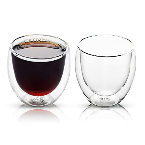 ANSIO® Doppelwandige Thermo-Kaffeetassen 250ml- Doppelwandglas - Leichte und langlebige Borosilikatglasbecher im 2er-Pack - Ideal für heiße und kalte Getränke