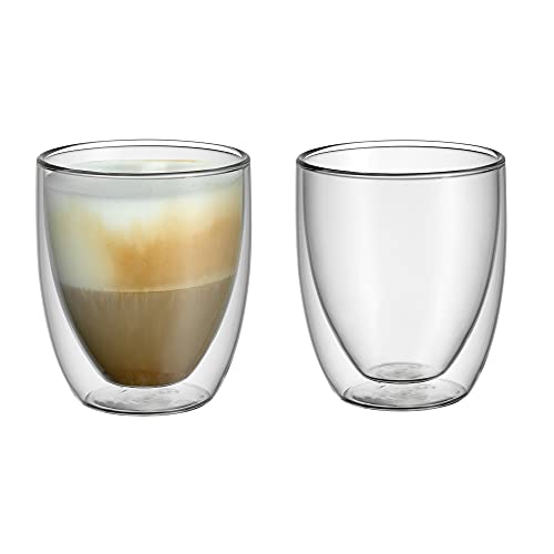 WMF Kult doppelwandige Cappuccino Gläser Set 2-teilig, doppelwandige Gläser 250ml, Schwebeeffekt, Thermogläser, hitzebeständiges Teeglas, Kaffeeglas, 2 Stück (1er Pack)