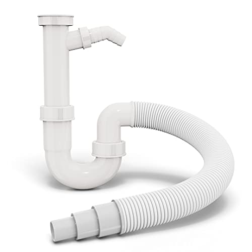Siphon-Küchensiphon- Rohrgeruchsverschluss für Küchenspülen flexibel- mit Geräteanschluss- 1 1/2 Zoll 40 und 50 mm