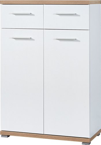 Germania 3190-178 Schuhschrank GW-Top in Weiß/Absetzung Sonoma-Eiche-Nachbildung, 74 x 110 x 37 cm (BxHxT)