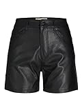 JJXX Women's JXKENYA Faux Leather Shorts, Black/Detail:Matte, M