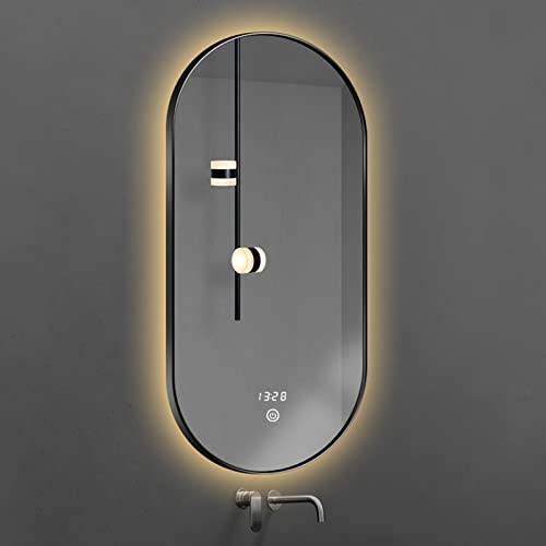 NWB Ovaler Badezimmerspiegel Mit Aluminiumrahmen,Led-Beleuchtung, Anti-beschlag,Touch-Sensor, Waschtisch-hintergrundbeleuchtung, Wandspiegel, Dimmbares Licht, Intelligenter Badezimmerspiegel