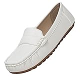 Loafers für Frauen Slip On Mokassins Arbeit Schuhe Comfy Leder Casual Daily Schuhe Beige 43