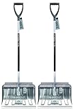 2X Metall Schneeschaufel mit ergonomischem Griff - Schneeräumer für kleine und große Schneemengen – Metall-Blatt, Aluminium-Stiel
