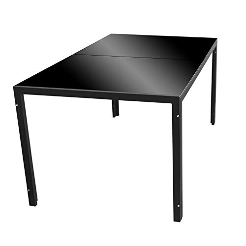 Wohaga Gartentisch 'London', 150x90cm, Stahlrahmen schwarz, Tischglasplatte schwarz undurchsichtig