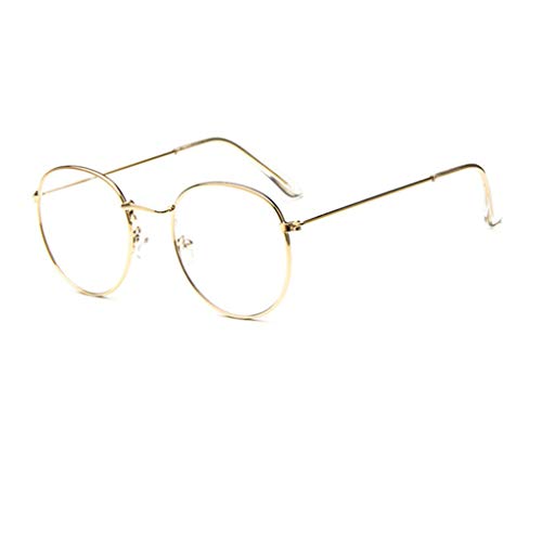 Damen Retro Ovale Dünn Metall Rahmen Brille Ohne Stärke Klare Linse
