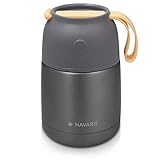 Navaris 450ml Thermobehälter für Essen - Edelstahl Warmhaltebox für Suppe Speisen Babybrei - Thermo Behälter Isolierbehälter auslaufsicher - Thermobecher - grau