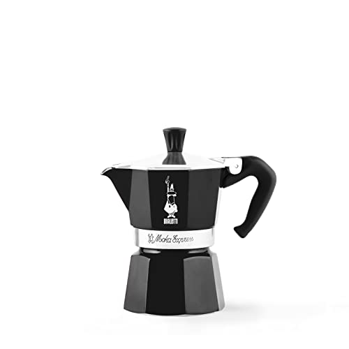 Bialetti - Moka Color: Ikonische Espressomaschine für die Herdplatte, macht echten Italienischen Kaffee, Moka-Kanne 6 Tassen (270 ml), Aluminium, Schwarz