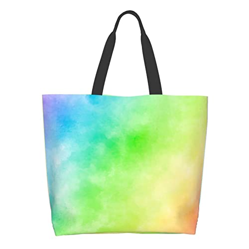 Hushuigeee Umhängetasche Rainbow Gradient Einkaufstasche für Frauen, Polyester-Handtaschen-Einkaufstaschen, wiederverwendbare Einkaufstasche