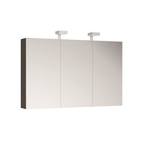 Allibert Spiegelschrank Spiegel Badmöbel vormontiert 120cm mit LED-Beleuchtung Korpus grau Asphalt glänzend