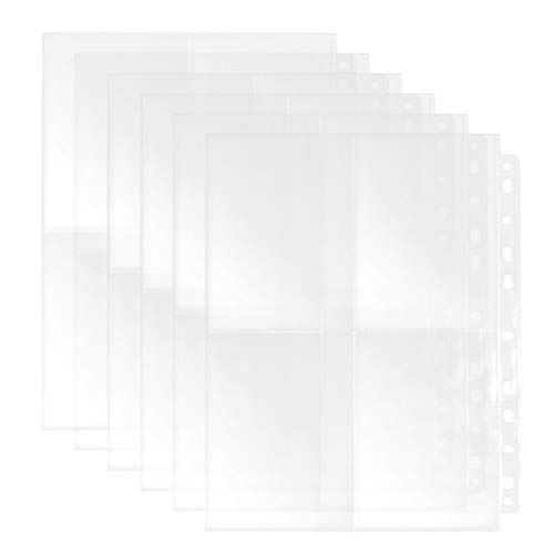 100 XA4 Sammel-Hüllen 4-Geteilt, Prospekthüllen,Glas-klar, Kartenhüllen Prospekt-Huelle DIN-A4 transparent, für Post-Karten, Fotos, Dokumente