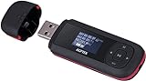 AGPTEK 8GB Tragbare USB MP3 Player 1 Zoll LCD Display, Mini Musik Player mit FM, Aufnahme, U3, Schwarz und Rot