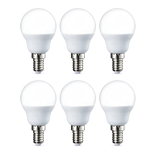 Amazon Basics LED-Leuchtmittel in Tropfenform (P45), kleines Edison-Schraubgewinde E14, 5,5 W (entspricht 40-W-Glühbirne), Warmweiß, nicht dimmbar, 6 Stück