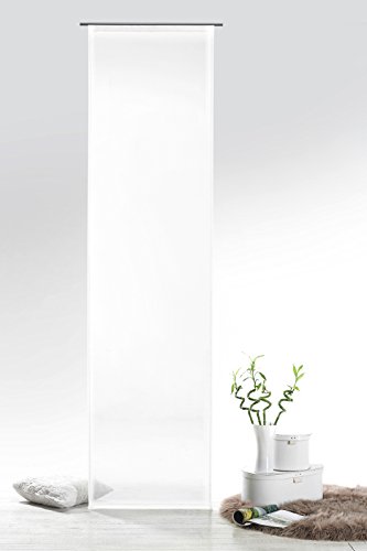 Fashion&Joy - Schiebegardine Voile weiß HxB 245x60 cm mit Zubehör - transparent einfarbig - Flächenvorhang Schiebevorhang Gardine Typ418