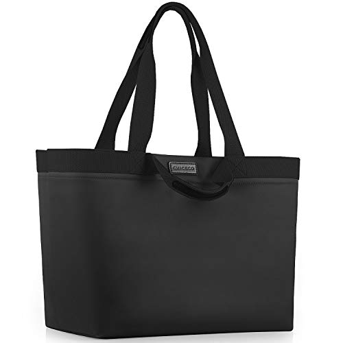 CHICECO Extra Große Shopper Handtasche für Damen Gross Arbeitstasche Reisetasche Wasserdicht (XL, Schwarz(mit 2 Steckfächern))