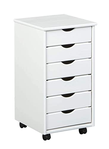 Bürokommode mit sechs Schubladen auf Rollen, Farbe weiß, 36 x 65 x 40 cm