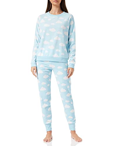 Iris & Lilly Damen Pyjama-Set aus Fleece, Blau, 40