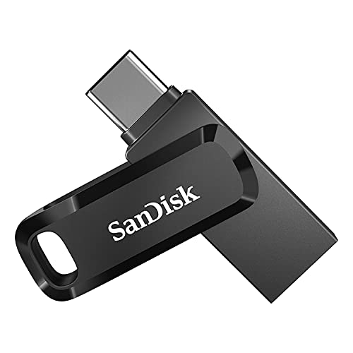 SanDisk 64GB Ultra Dual Drive Go USB Type-C Flash Drive with reversible USB Type-C and USB Type-A connectors, for smartphones, tablets, Macs and computers, Black