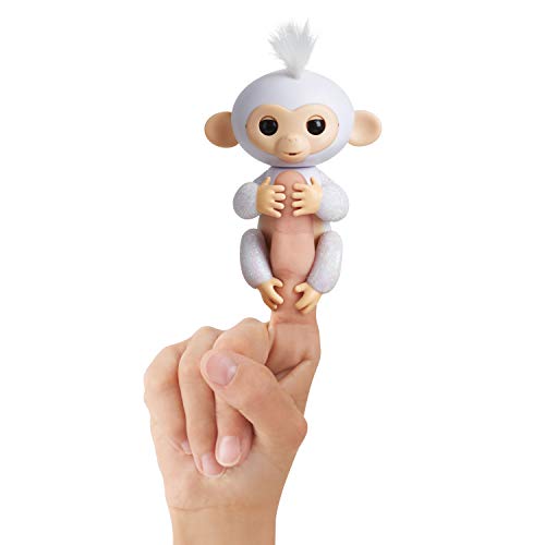 Fingerlings Glitzer Äffchen weiß Sugar 3763 interaktives Spielzeug, reagiert auf Geräusche, Bewegungen und Berührungen