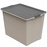 Rotho Compact Aufbewahrungsbox 70l mit Deckel und Rollen, Kunststoff (PP recycelt) BPA-frei, cappuccino/anthrazit, A3/70l (57.0 x 39.5 x 43.5 cm)