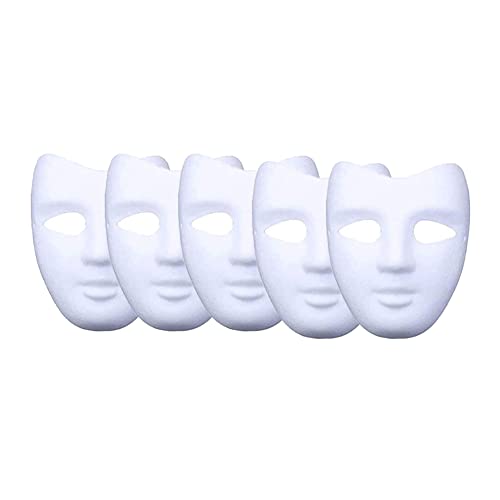 meioro DIY Weißes Papier Maske Zellstoff Blank Handgemalte Maske Persönlichkeit Kreative Freie Design Maske(5 Stück,V Gesicht)