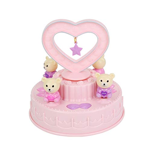 HJHJ Kreative Spieluhr Spieluhr Rotierender Teddybär Spieluhr Mädchen Zusammenbau Spieluhr Uhrwerk Kuchen Spieluhr Für Jungen,Weihnachtsgeburtstag spieluhr Geschenk (Color : Pink)