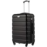 COOLIFE Hartschalen-Koffer Trolley Rollkoffer Reisekoffer ardschale Boardcase Handgepäck mit TSA-Schloss und 4 Rollen (Mondnacht schwarz, Handgepäck)