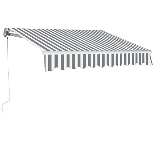 RELAX4LIFE Einziehbare Markise 3 x 2,5 m, Gelenkarmmarkise mit Handkurbel, Sonnenmarkise Winkel- & Breite einstellbar (0-35°), Markise mit wasserdichter Beschichtung, für Balkon & Veranda (Grau+Weiß)