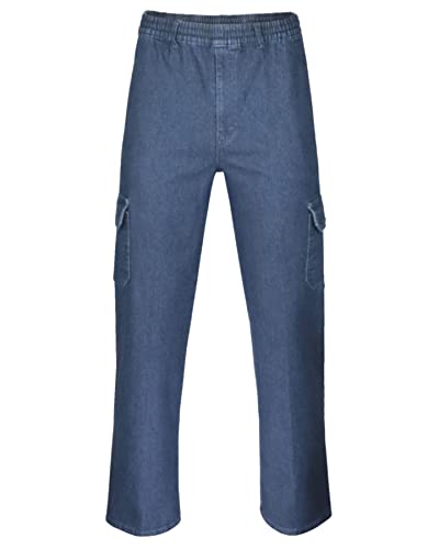 T-MODE Herren Jeans Stretch Schlupfhose, Gummizughosen Sommer Kollektion-Blue-Jeans-XL