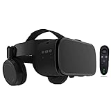 VR Brille für Handys, Bluetooth VR Headset für iPhone/ Samsung Handy 3D Virtual Reality Brille mit kabelloser Fernbedienung, VR Brille für Filme und Spiele kompatibel mit Android/iOS-Handys (schwarz)