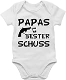 Shirtracer Vatertag Baby - Papas Bester Schuss Papas Bester schuss - BZ10 - Baby Body Kurzarm, 0-3 Monate, 01 Weiß