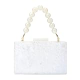 EVEOUT Damen Elegante Acryl Abendtasche Clutch mit Perlen-Handkette Marmorierte Umhängetasche Handtaschen für Party Abschlussball Hochzeit Brauttasche