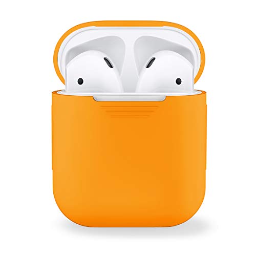 MyGadget Silikonhülle Case kompatibel mit Apple AirPods 1 & 2 - Ladecase [Qi kompatibel] Schutzhülle Etui Soft Silikon Hülle Tasche für Earpods Earbuds in Orange