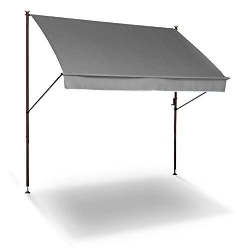 Angerer Klemmmarkise Style - Markise für Sonnenschutz - Montage ohne Bohren und Dübeln - ideale Balkonmarkise für Mietwohnungen (250 cm, Hellgrau)