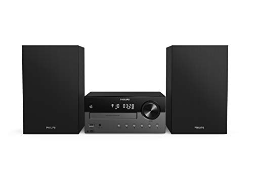 Philips M4505/12 Mini Stereoanlage mit Bluetooth (DAB+/UKW Radio, USB, CD, MP3-CD, 60 W, Audio-Eingang, USB-Ladequelle, Bassreflex-Lautsprechersystem, Digitale Sound Kontrolle)