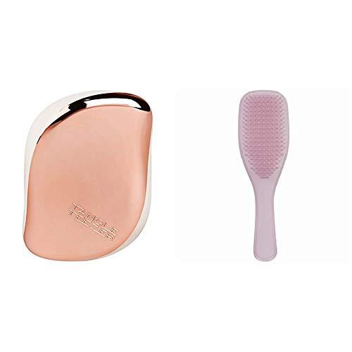 Tangle Teezer Compact Styler Rose Gold Cream & Wet Detangler Millennial Pink, biegsamen Borsten und handlichem Griff