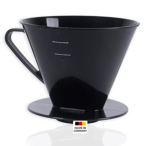 Wüllner Kaiser Kaffeefilter, Kaffeefilterhalter, geeignet für Papierfilter Größe 4, Kaffee brühen per Hand, Kunststoff, Schwarz